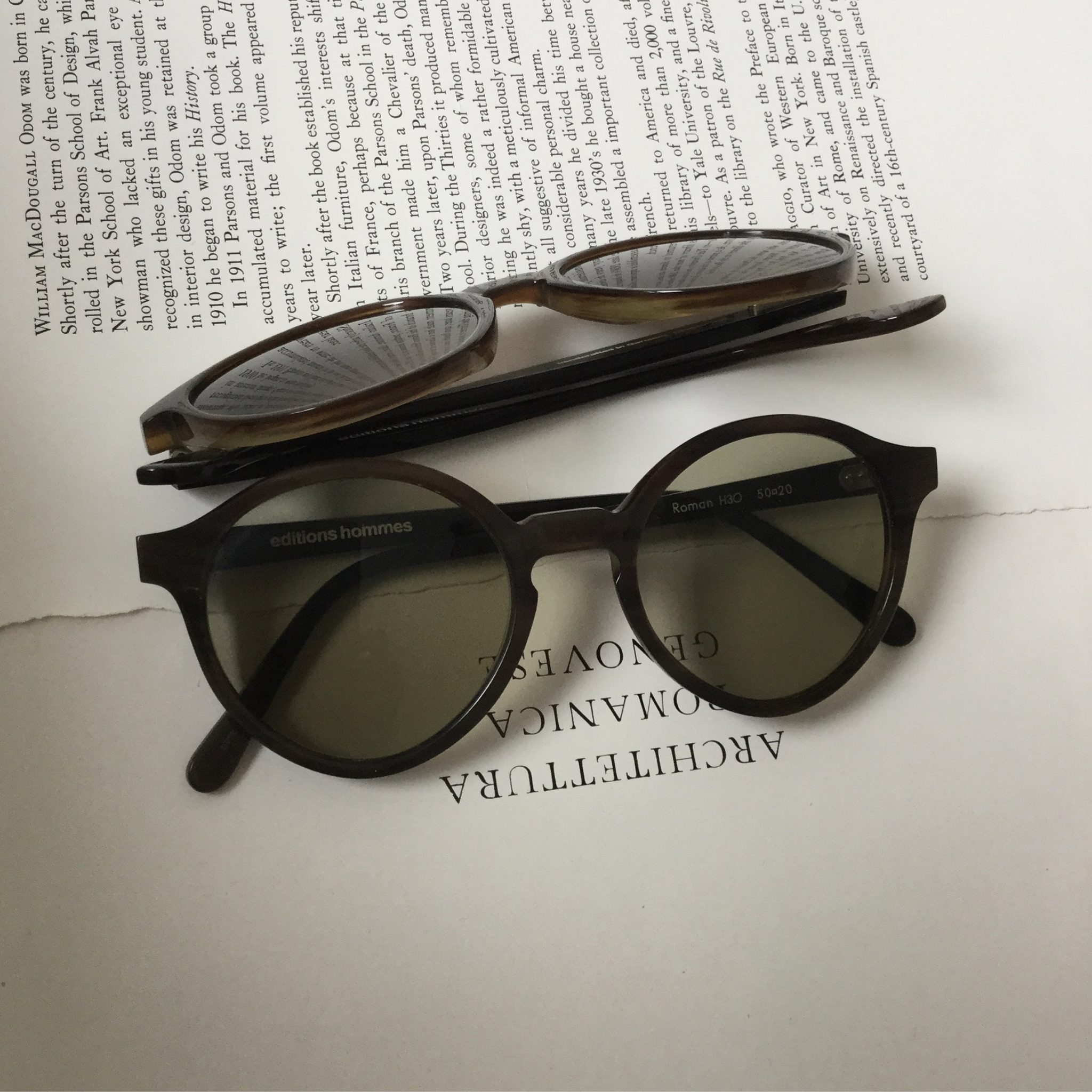 editions hommes horn spectacles 'Roman' with Barberini glass lenses